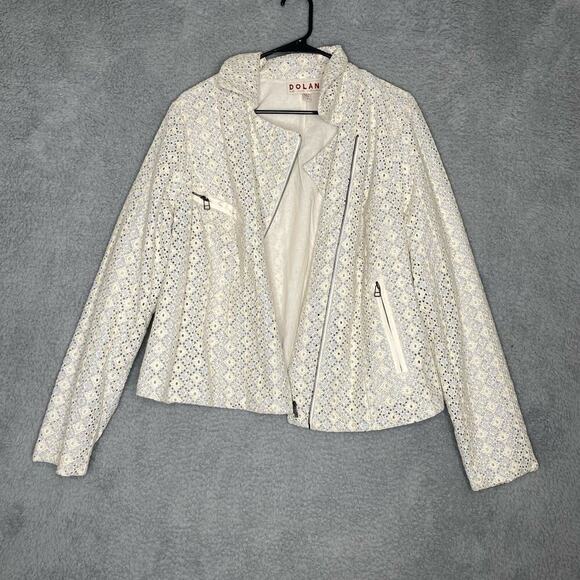 Anthropologie Dolan left coast crotchet full zip Rossi moto jacket pockets M - Picture 3 of 12
